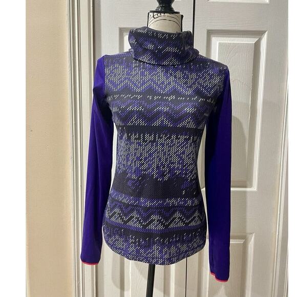 NIKE PRO DRIFIT SHIRT HYPERWARM TURTLENECK PURPLE BLACK GRID SZ M ATHLETIC CORE - Picture 7 of 11